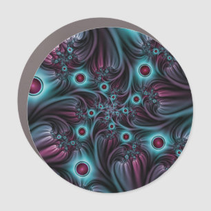 Into the Depth Blue Pink Abstract Fractal Art Car Magnet