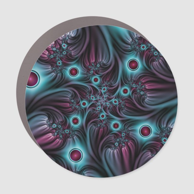 Into the Depth Blue Pink Abstract Fractal Art Car Magnet (Front)