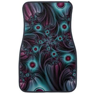 Into the Depth Blue Pink Abstract Fractal Art Car Mat