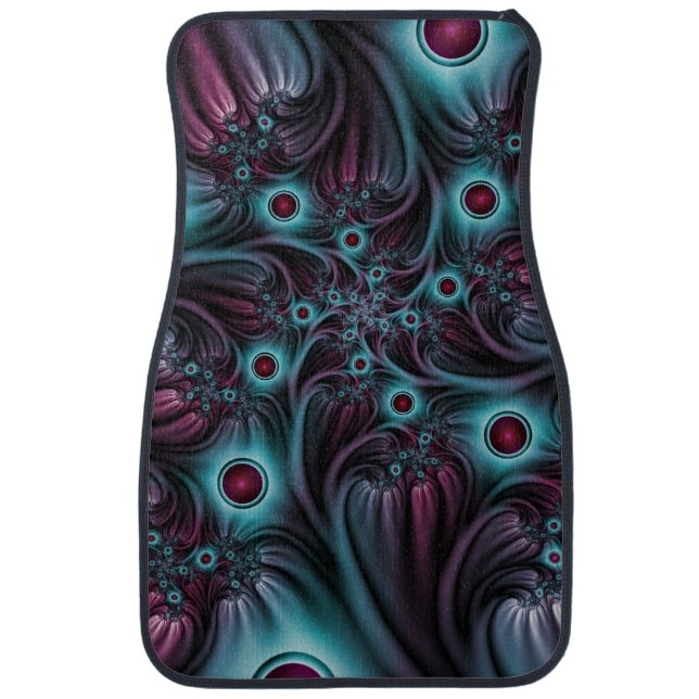 Into the Depth Blue Pink Abstract Fractal Art Car Mat (Front)