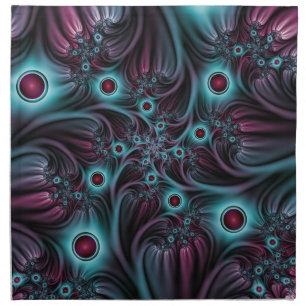 Into the Depth Blue Pink Abstract Fractal Art Cloth Napkin