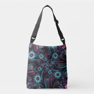 Into the Depth Blue Pink Abstract Fractal Art Crossbody Bag