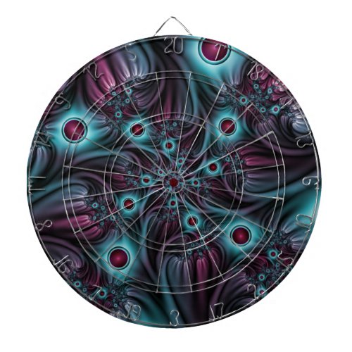 Into the Depth Blue Pink Abstract Fractal Art Dart Board