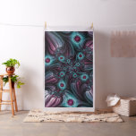 Into the Depth Blue Pink Abstract Fractal Art Fabric