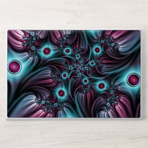 Into the Depth Blue Pink Abstract Fractal Art HP Laptop Skin