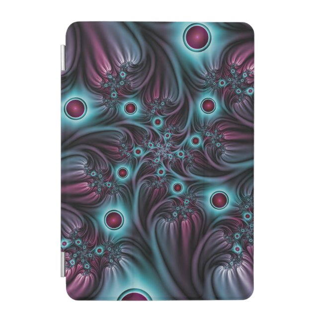 Into the Depth Blue Pink Abstract Fractal Art iPad Mini Cover (Front)