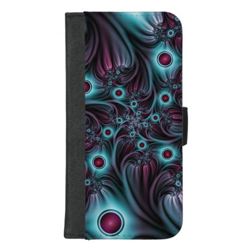 Into the Depth Blue Pink Abstract Fractal Art iPhone 87 Plus Wallet Case