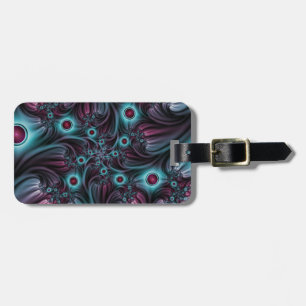 Into the Depth Blue Pink Abstract Fractal Art Luggage Tag