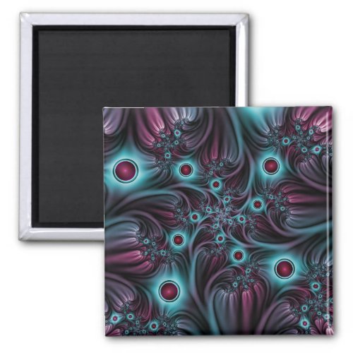 Into the Depth Blue Pink Abstract Fractal Art Magnet