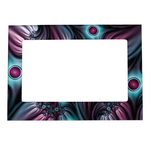 Into the Depth Blue Pink Abstract Fractal Art Magnetic Frame (Front)