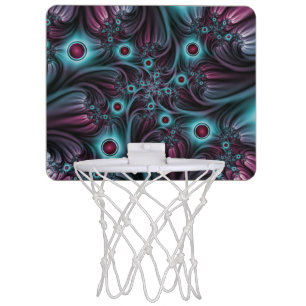 Into the Depth Blue Pink Abstract Fractal Art Mini Basketball Hoop