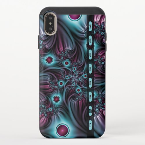 Into the Depth Blue Pink Abstract Fractal Art Name iPhone XS Max Slider Case