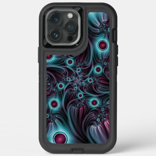 Into the Depth Blue Pink Abstract Fractal Art iPhone 13 Pro Max Case