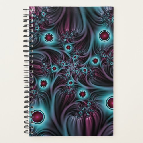 Into the Depth Blue Pink Abstract Fractal Art Planner