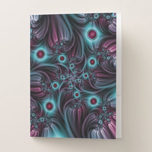 Into the Depth Blue Pink Abstract Fractal Art Pocket Folder