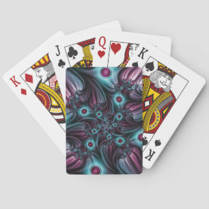 Into the Depth Blue Pink Abstract Fractal Art Poker Cards
