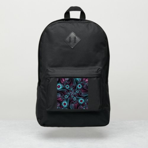 Into the Depth Blue Pink Abstract Fractal Art Port Authority Backpack