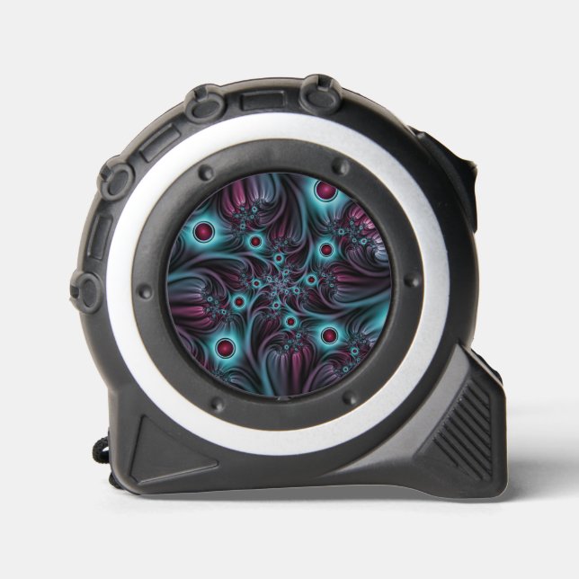 Into the Depth Blue Pink Abstract Fractal Art Tape Measure (Front)
