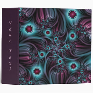Into the Depth Blue Pink Abstract Fractal Art Text 3 Ring Binder