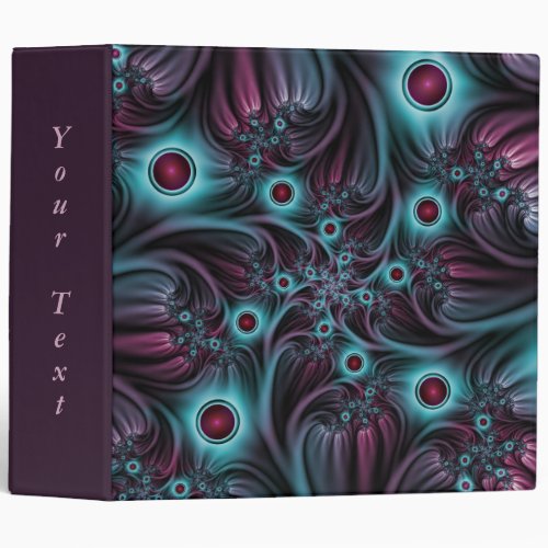 Into the Depth Blue Pink Abstract Fractal Art Text 3 Ring Binder