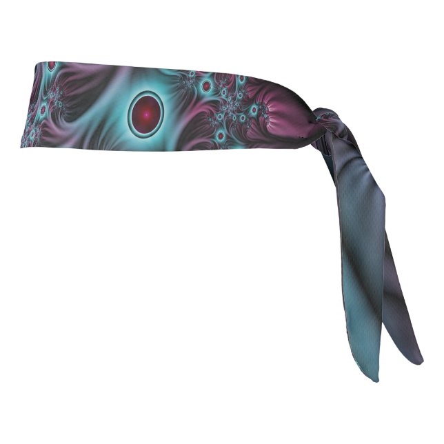 Into the Depth Blue Pink Abstract Fractal Art Tie Headband (Rotate 90)
