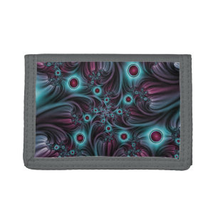 Into the Depth Blue Pink Abstract Fractal Art Trifold Wallet