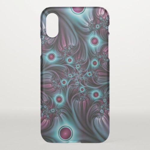 Into the Depth Blue Pink Abstract Fractal Art iPhone XS Case