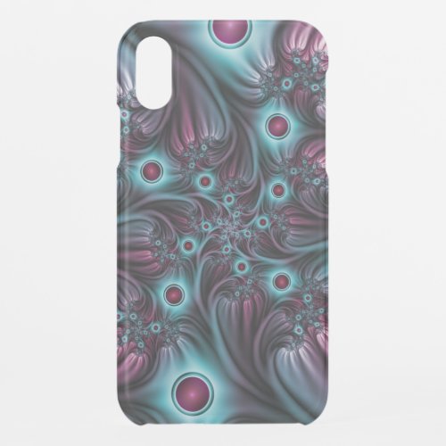 Into the Depth Blue Pink Abstract Fractal Art iPhone XR Case