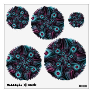 Into the Depth Blue Pink Abstract Fractal Art Wall Decal
