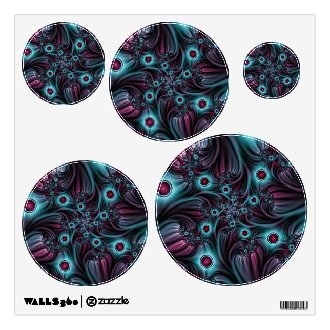 Into the Depth Blue Pink Abstract Fractal Art Wall Decal (Front)