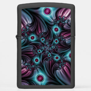 Into the Depth Blue Pink Abstract Fractal Art Zippo Lighter