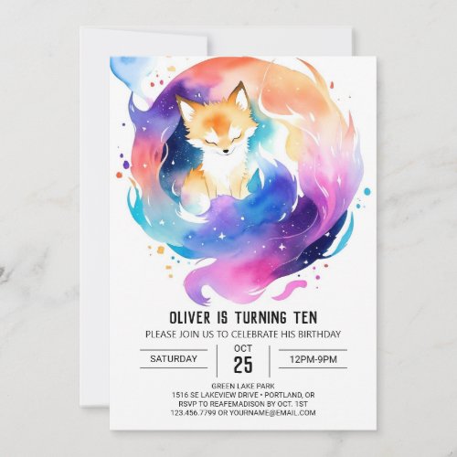 Into the Enchanted Fox Birthday Invitation