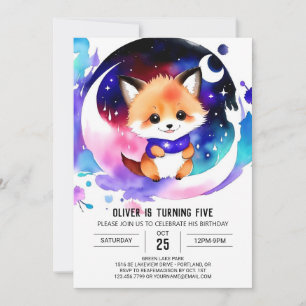  Into the Fantasy Fox Birthday Invitation