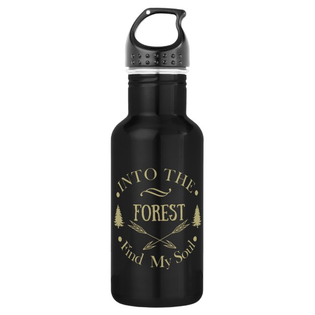 Into the forest find my soul hiking lover stainless steel water bottle (Front)