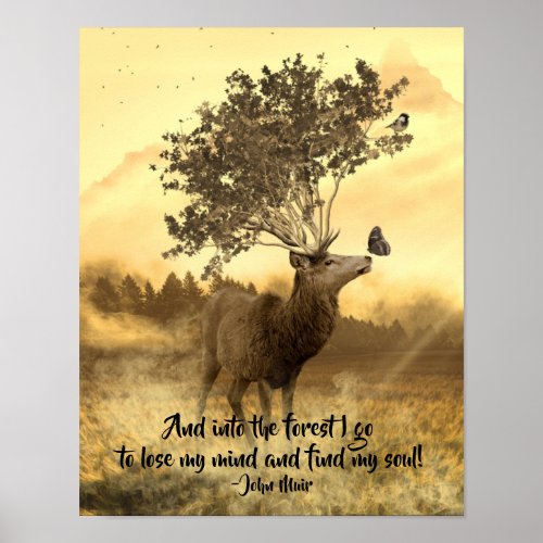 Into the Forest I Go John Muir Nature Quote Poster