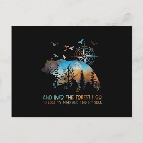 Into The Forest I Go Lose My Mind Holiday Postcard