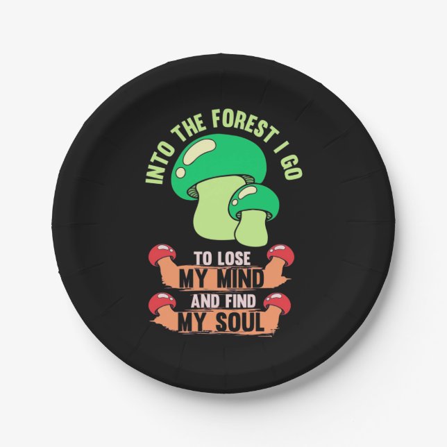 Into The Forest Mushroom Hunter Go Paper Plates (Front)