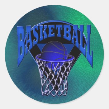 Into The Hoop Basketball And Backboard Classic Round Sticker by tjssportsmania at Zazzle