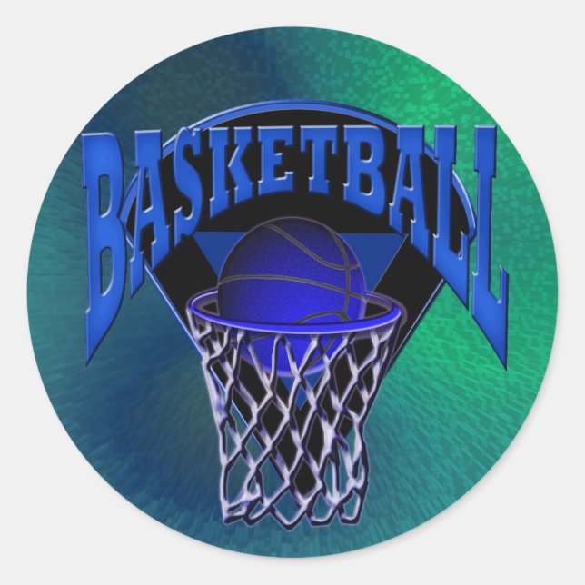 Into The Hoop Basketball and Backboard Classic Round Sticker (Front)