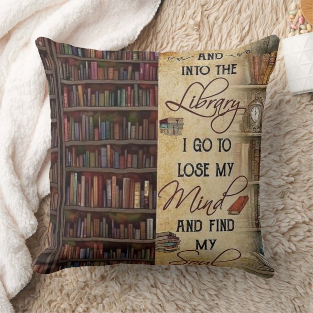 Into the Library I Go Throw Pillow (Blanket)