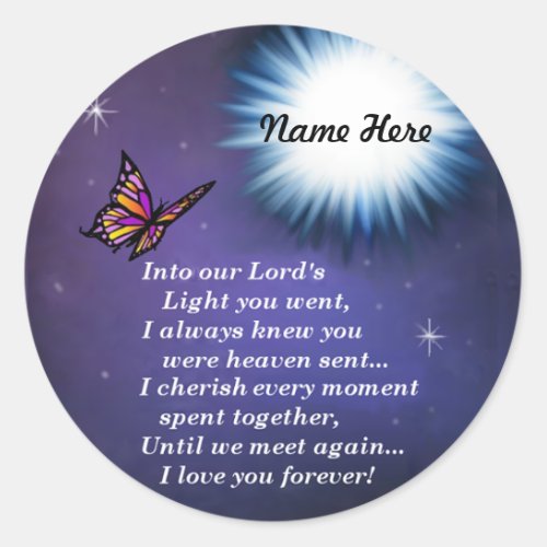 Into The Light Butterfly Classic Round Sticker