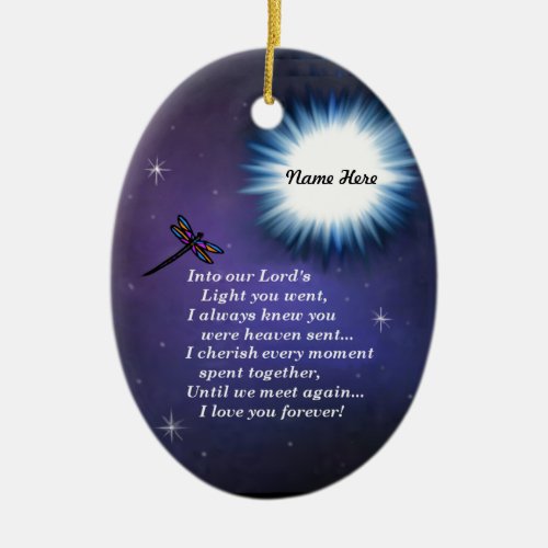 Into The Light Dragonfly Ceramic Ornament