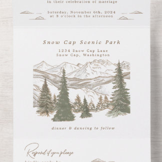 Into the Mountains All in One Wedding Invite