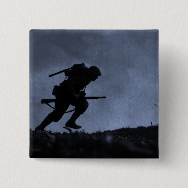 Into the Night a Soldier on the Battlefield Pinback Button (Front)