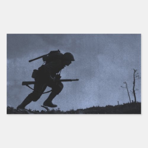 Into the Night a Soldier on the Battlefield Rectangular Sticker