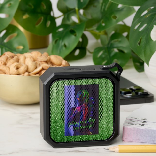 Into the Night Green Faux Glitter   Bluetooth Speaker (Insitu(Table))