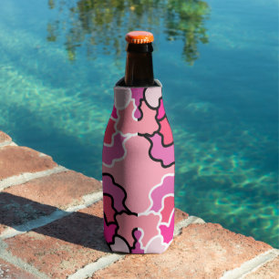 Into The Pink Mid Century Geometric Pattern Art Bottle Cooler