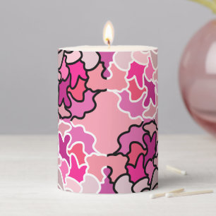 Into The Pink Mid Century Geometric Pattern Art Pillar Candle