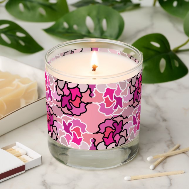 Into The Pink Mid Century Geometric Pattern Art Scented Candle (Lit)