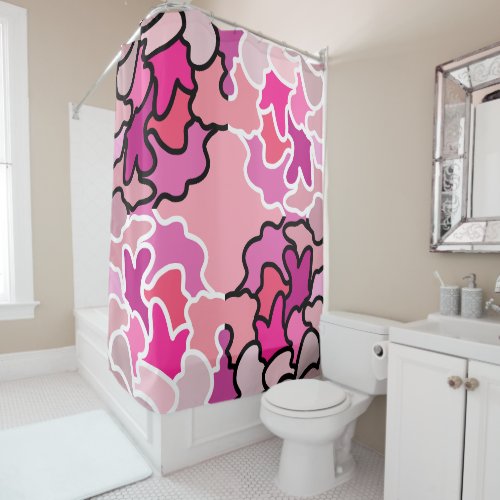 Into The Pink Mid Century Geometric Pattern Art Shower Curtain